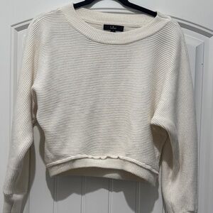 Lulu's Cream Ribbed Crew Neck Sweater